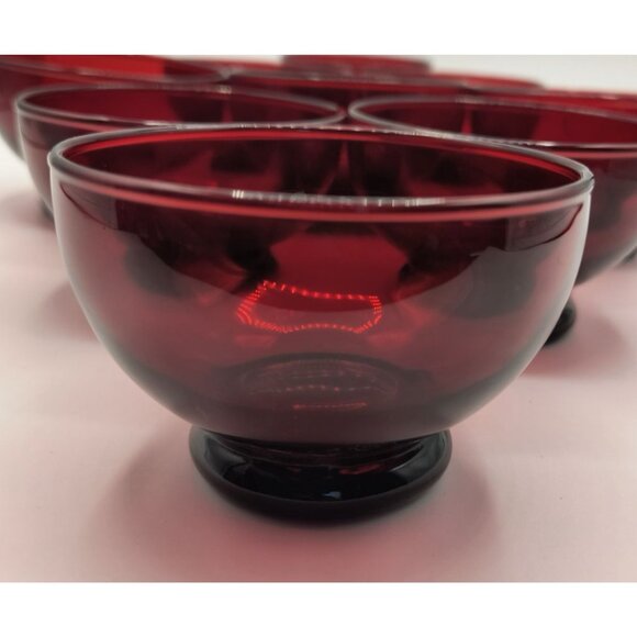 Set Of 9 Vintage Ruby Red Glass Dessert Custard Bowls - Picture 4 of 5